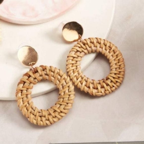 Betsey Johnson Rattan Wicker Straw Dangle Earring - Picture 6 of 9